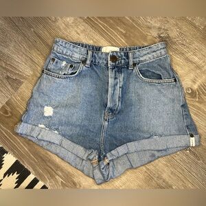 One Teaspoon High Rise Bandit Cuffed Jean Shorts Size 27